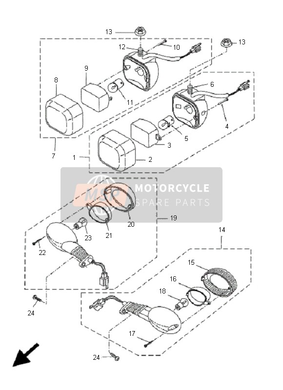 Yamaha CW50L BWS 2009 Luz intermitente para un 2009 Yamaha CW50L BWS